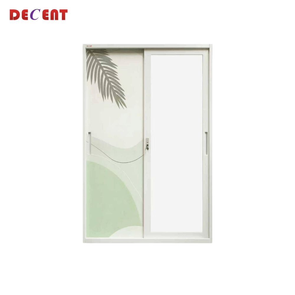 ตู้เสื้อผ้าเหล็ก บานเลื่อน 2 ประตู DECENT ลาย กรีนนี่ 120ซม._0